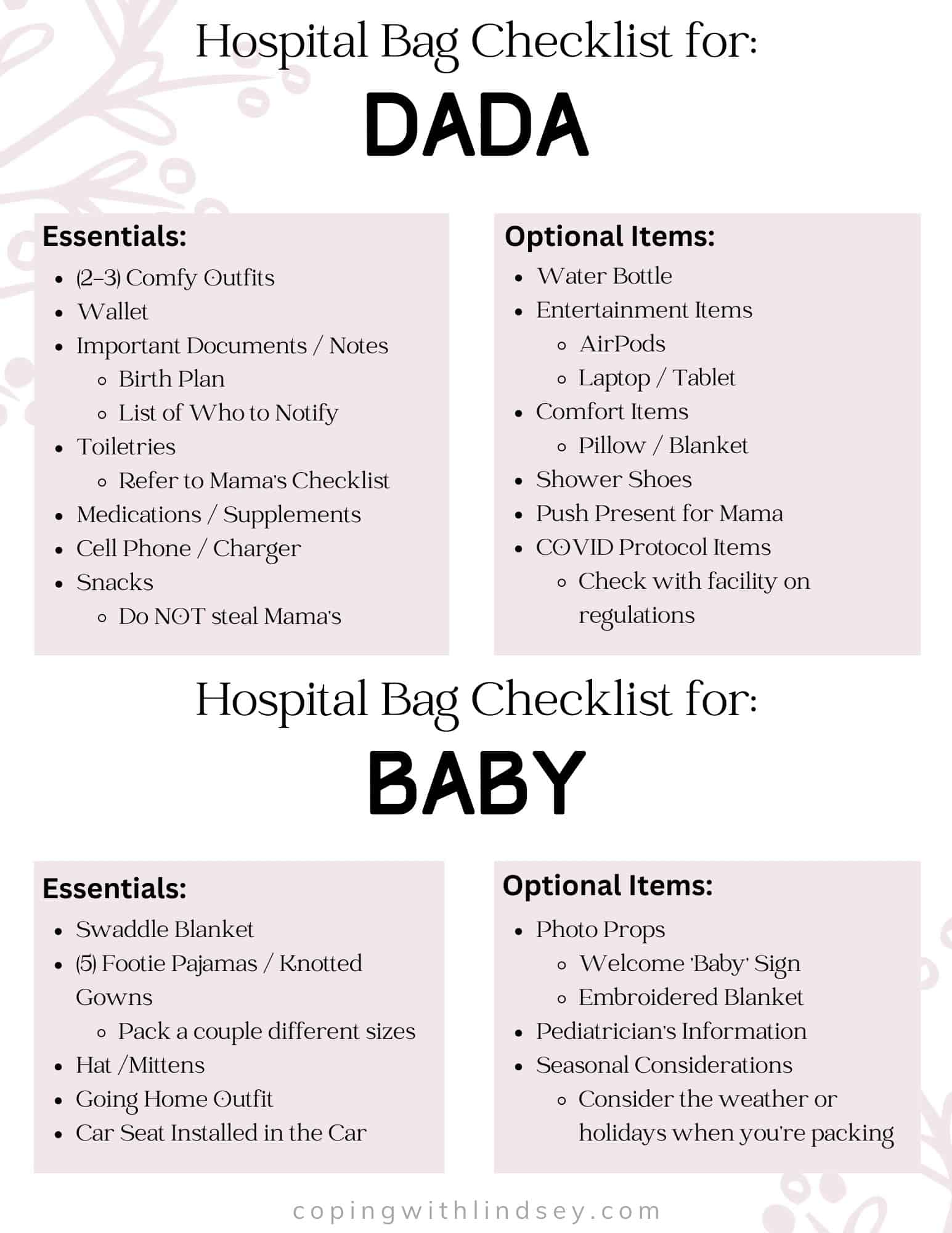 Ultimate Hospital Bag Checklist For Mom, Dad, And Baby: What You Really ...