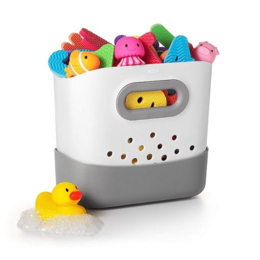 This OXO container is our favorite way to store mold-free bath toys.