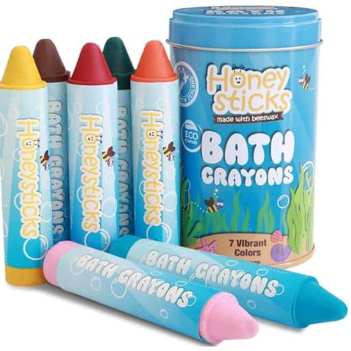 My toddler loves bath crayons for a mold-free toy