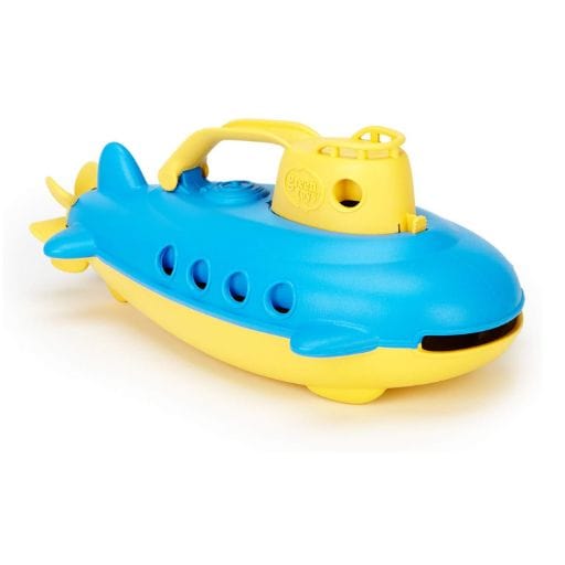This toy submarine is made with recycled materials and intentionally mold-free.