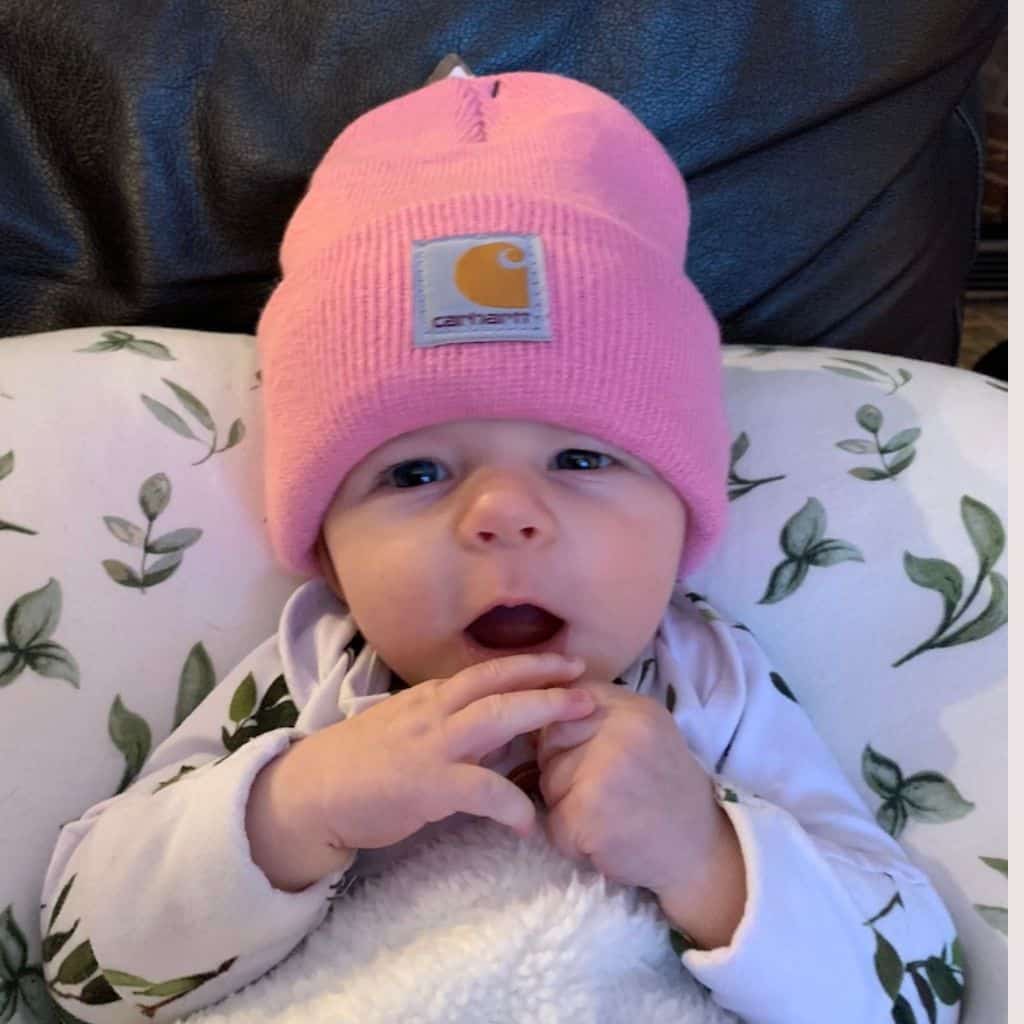 Hats are important newborn winter clothes.